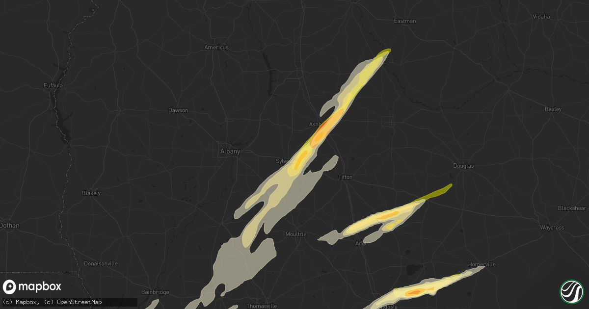 Hail map in Poulan, GA on March 26, 2024