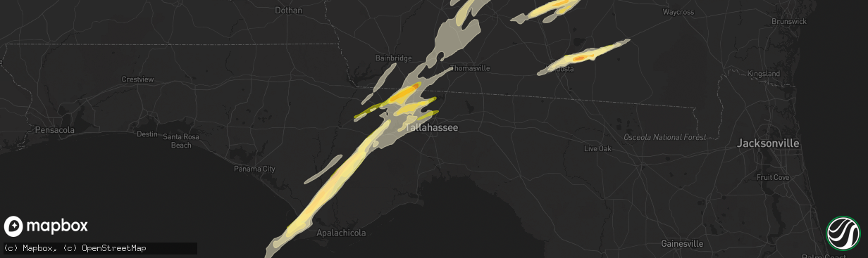 Hail map in Tallahassee, FL on March 26, 2024