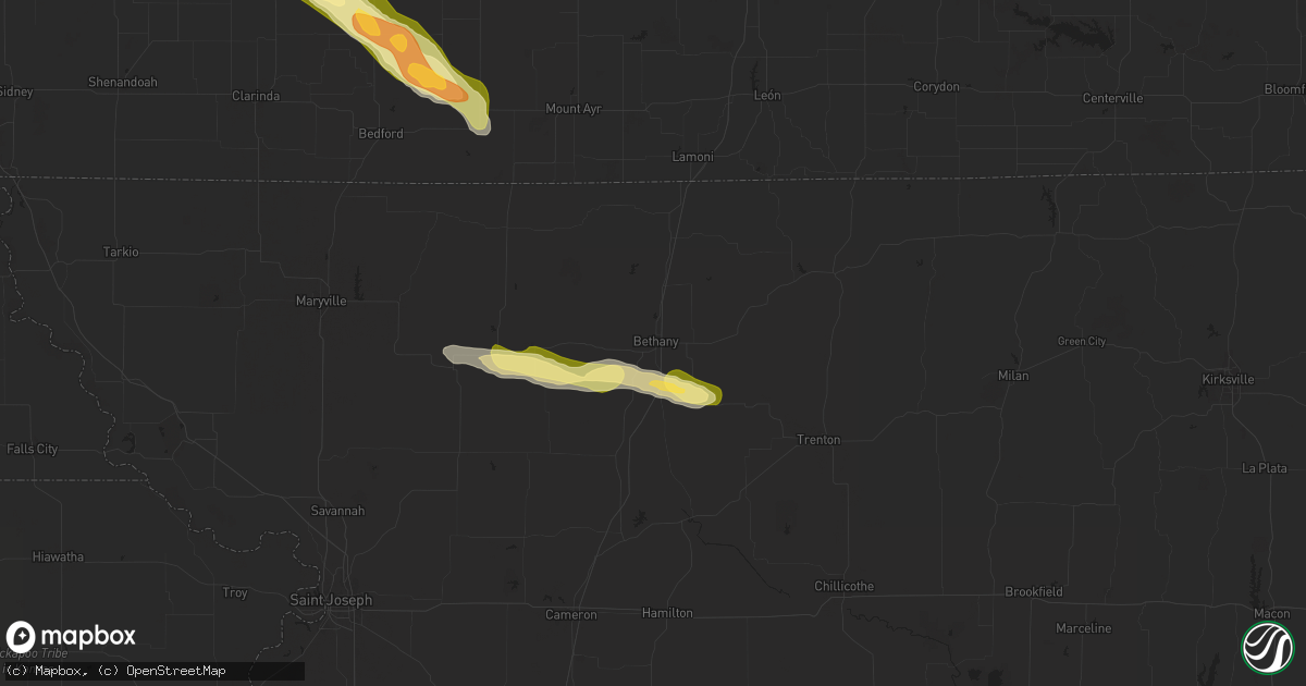 Hail map in Bethany, MO on March 26, 2025