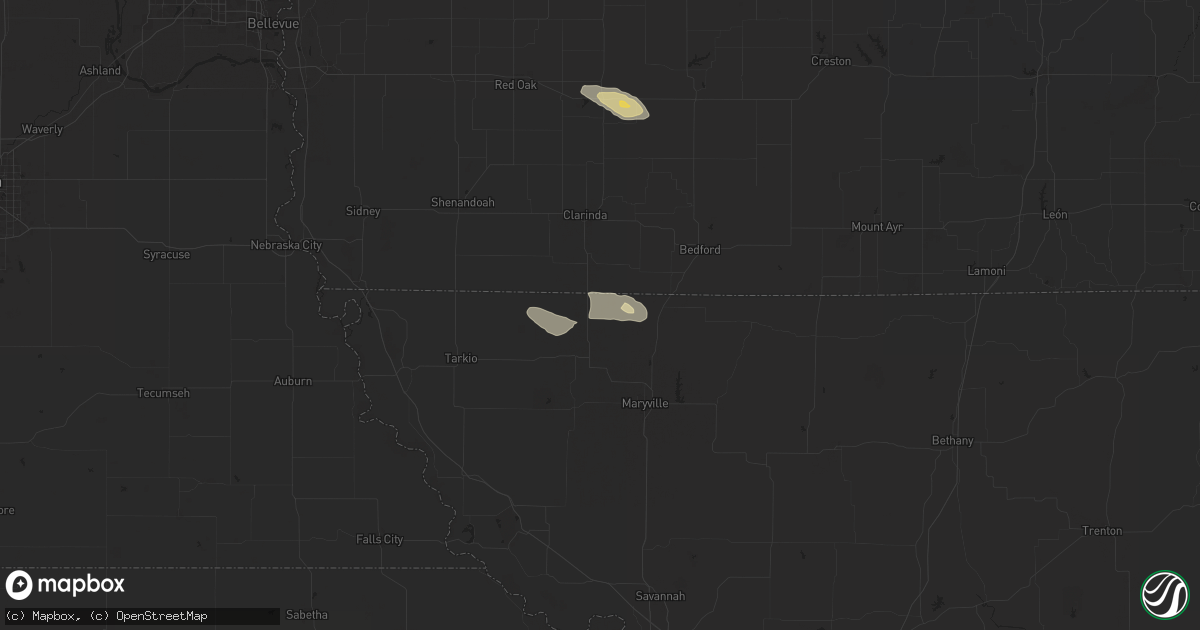 Hail map in Clearmont, MO on March 26, 2025