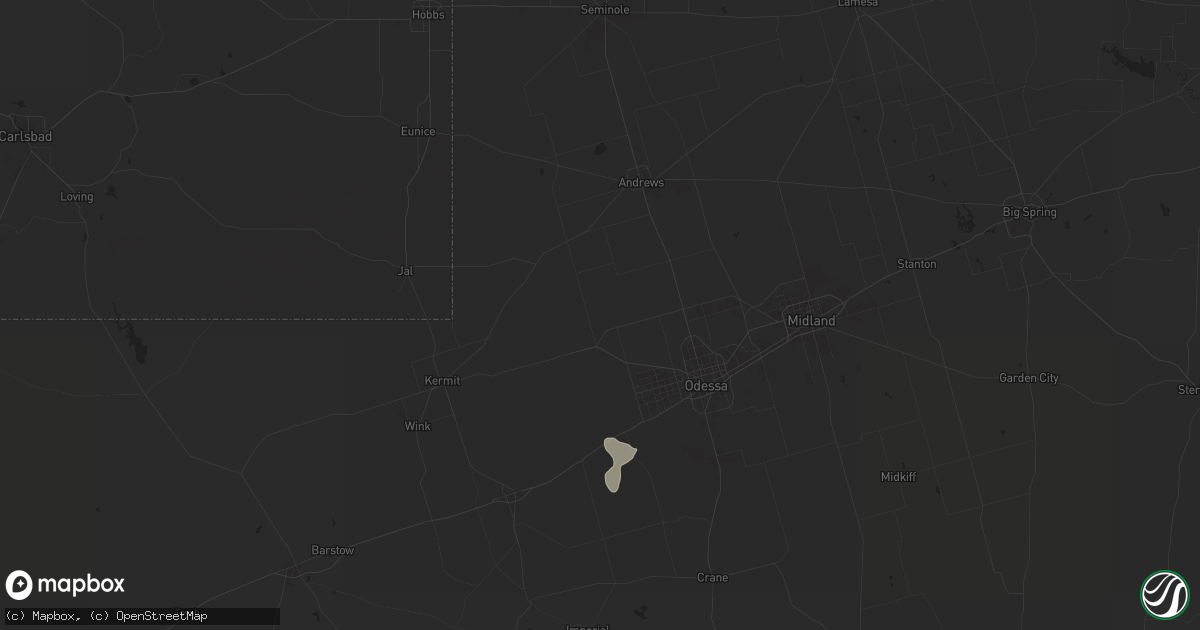 Hail map in Goldsmith, TX on March 26, 2025