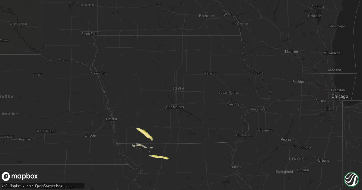Hail map in Iowa on March 26, 2025