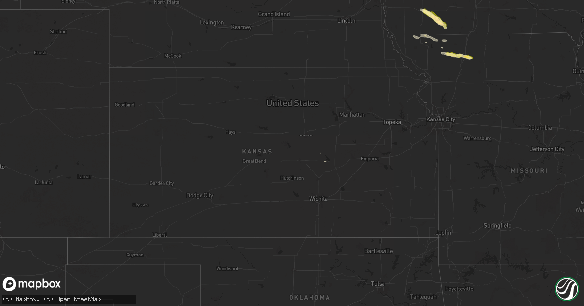 Hail map in Kansas on March 26, 2025