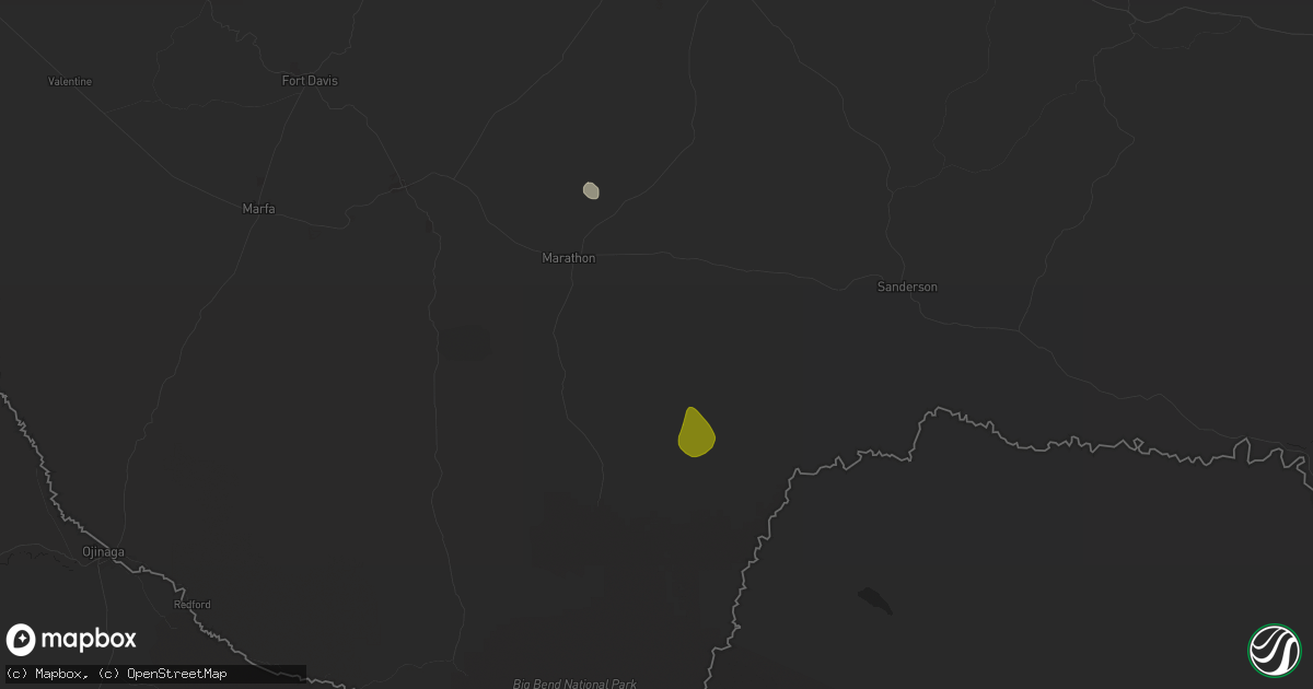 Hail map in Marathon, TX on March 26, 2025