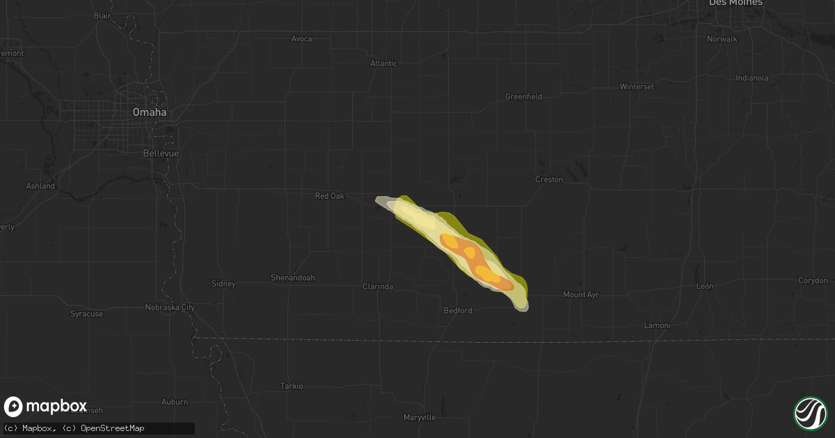 Hail map in Nodaway, IA on March 26, 2025