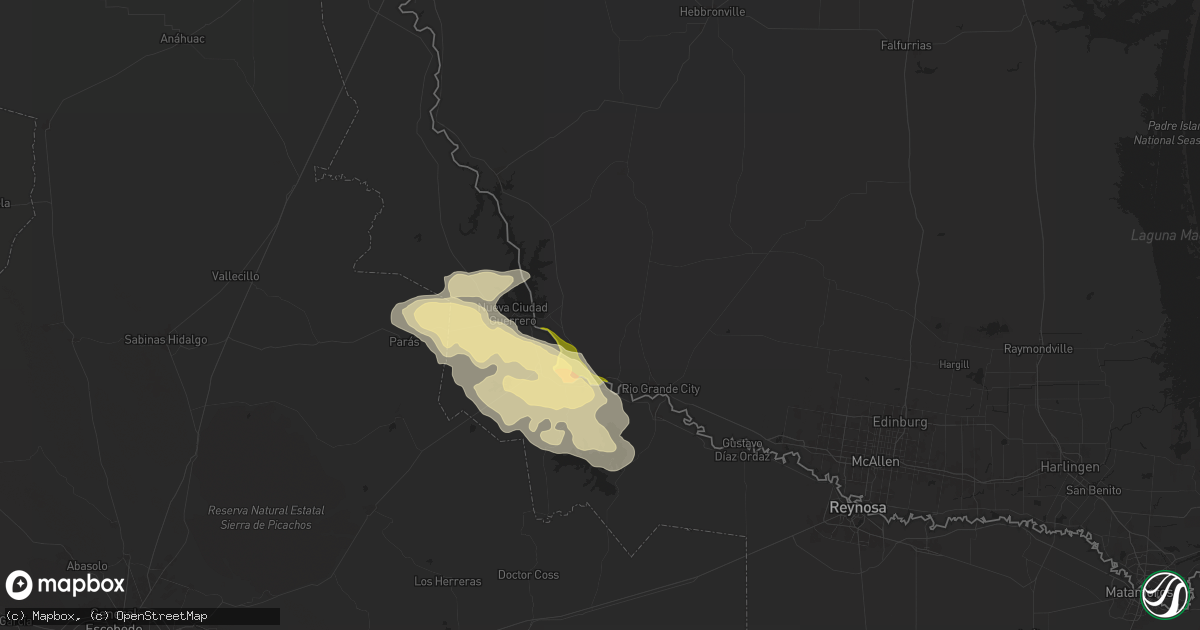 Hail map in Roma, TX on March 26, 2025