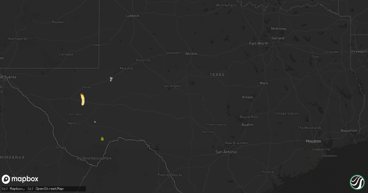 Hail map in Texas on March 26, 2025