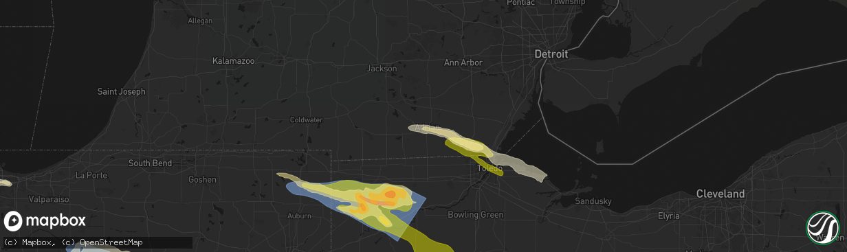 Hail map in Adrian, MI on March 26, 2026