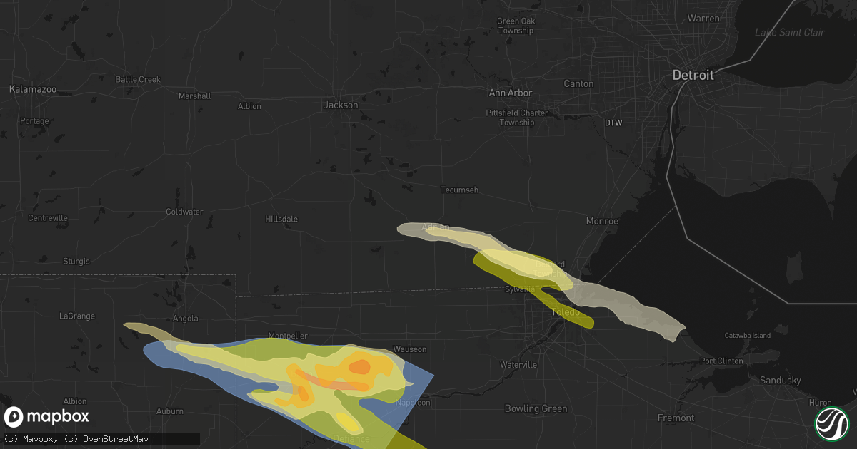 Hail map in Adrian, MI on March 26, 2026