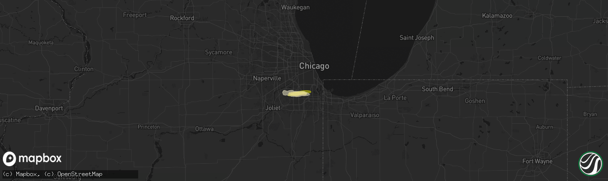 Hail map in Alsip, IL on March 26, 2026