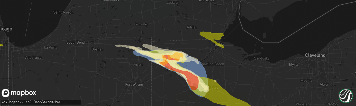 Hail map in Archbold, OH on March 26, 2026