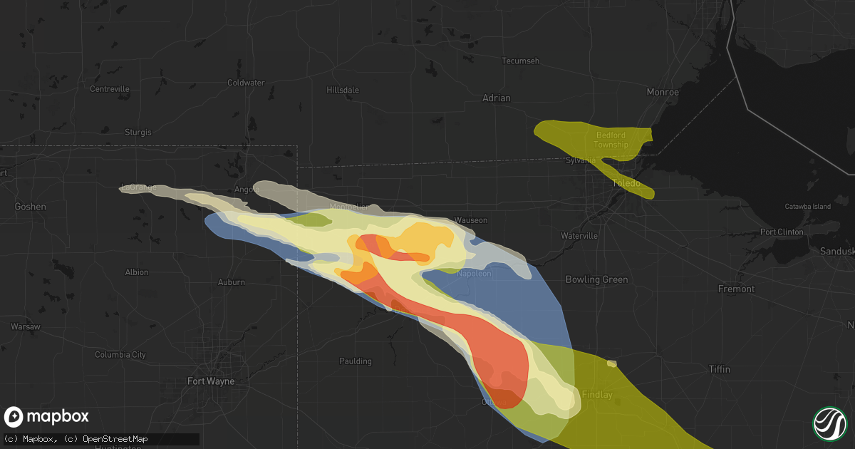 Hail map in Archbold, OH on March 26, 2026