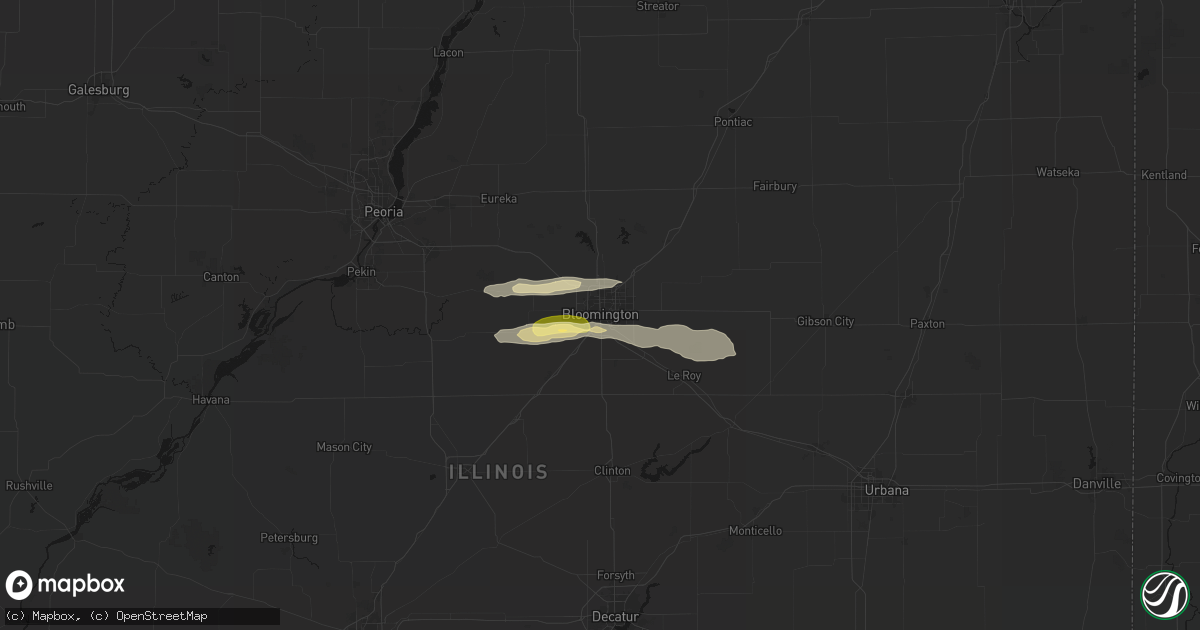 Hail map in Bloomington, IL on March 26, 2026
