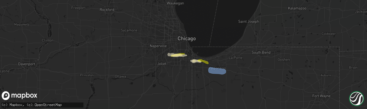 Hail map in Blue Island, IL on March 26, 2026