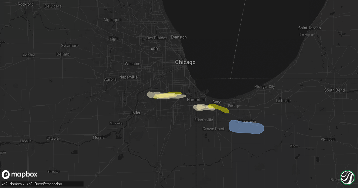 Hail map in Blue Island, IL on March 26, 2026