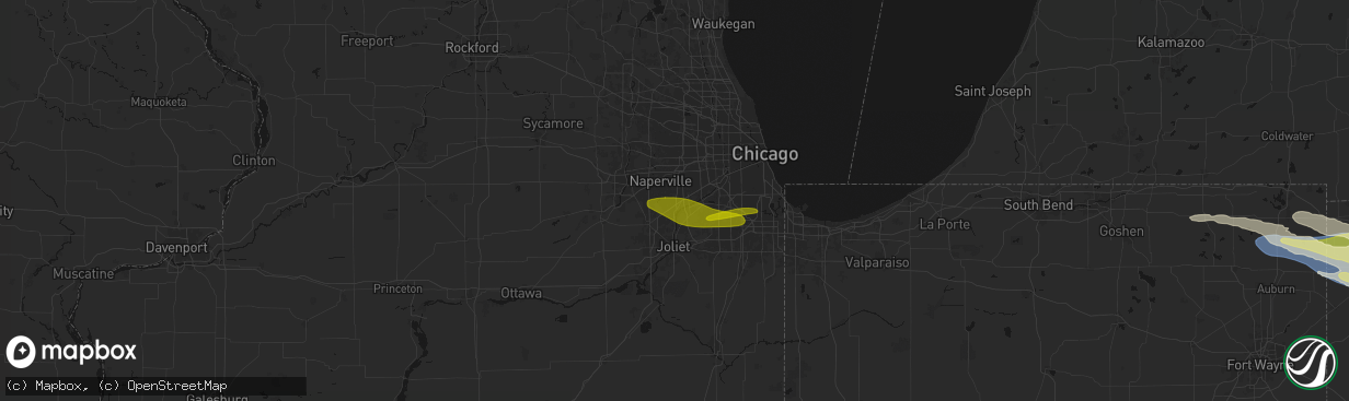 Hail map in Bolingbrook, IL on March 26, 2026