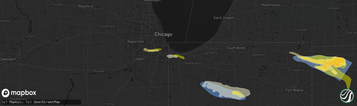 Hail map in Gary, IN on March 26, 2026