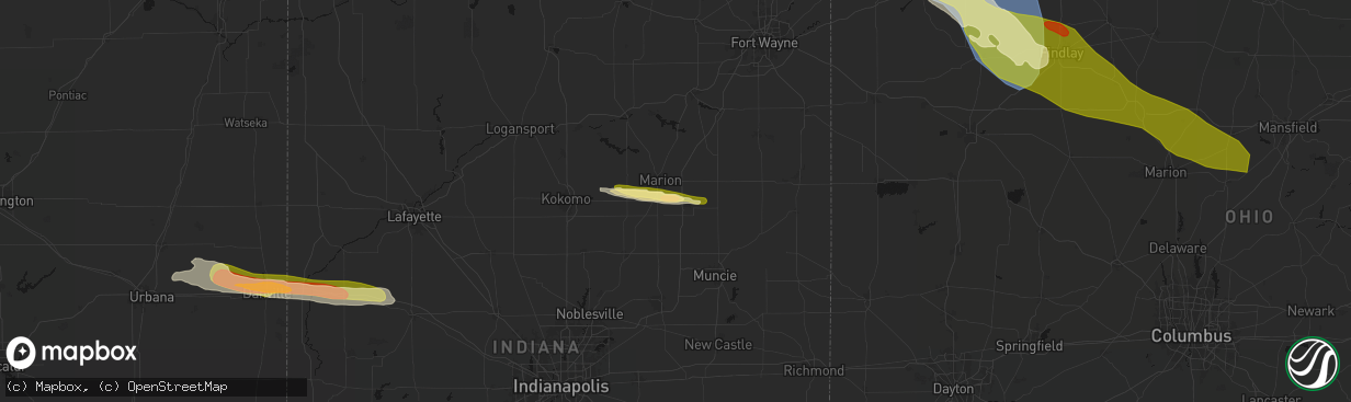Hail map in Gas City, IN on March 26, 2026