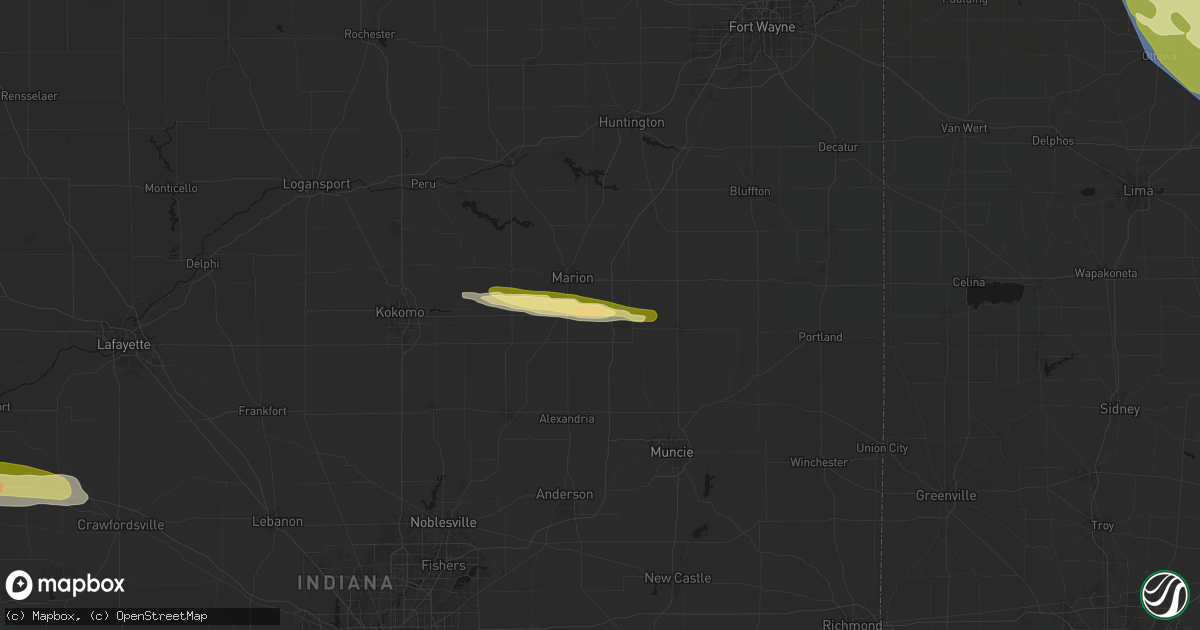 Hail map in Gas City, IN on March 26, 2026