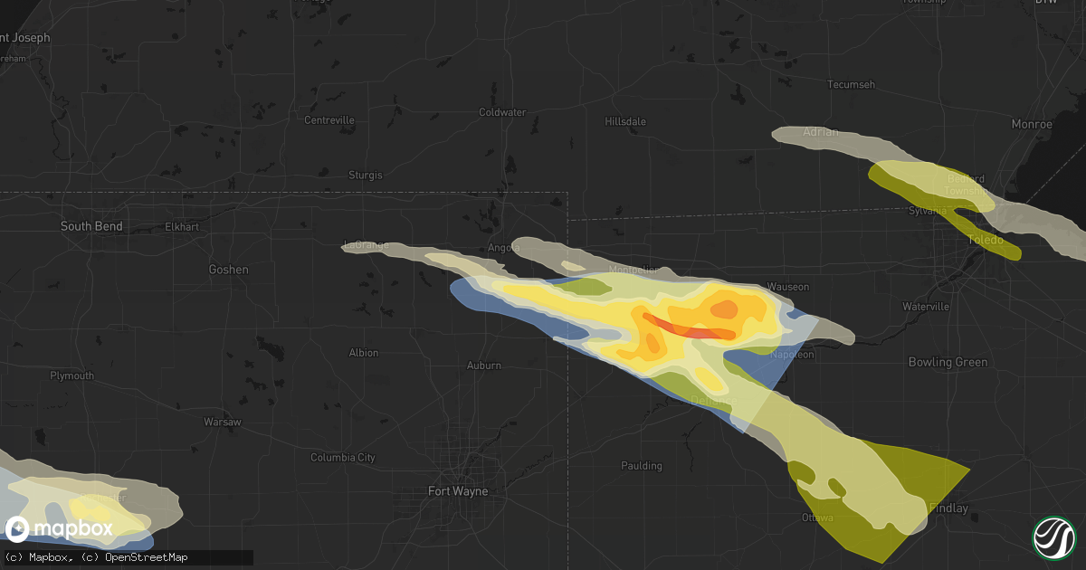 Hail map in Hamilton, IN on March 26, 2026