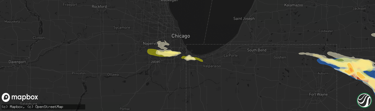 Hail map in Hammond, IN on March 26, 2026