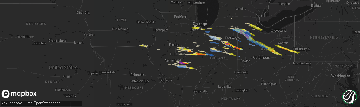 Hail map in Illinois on March 26, 2026