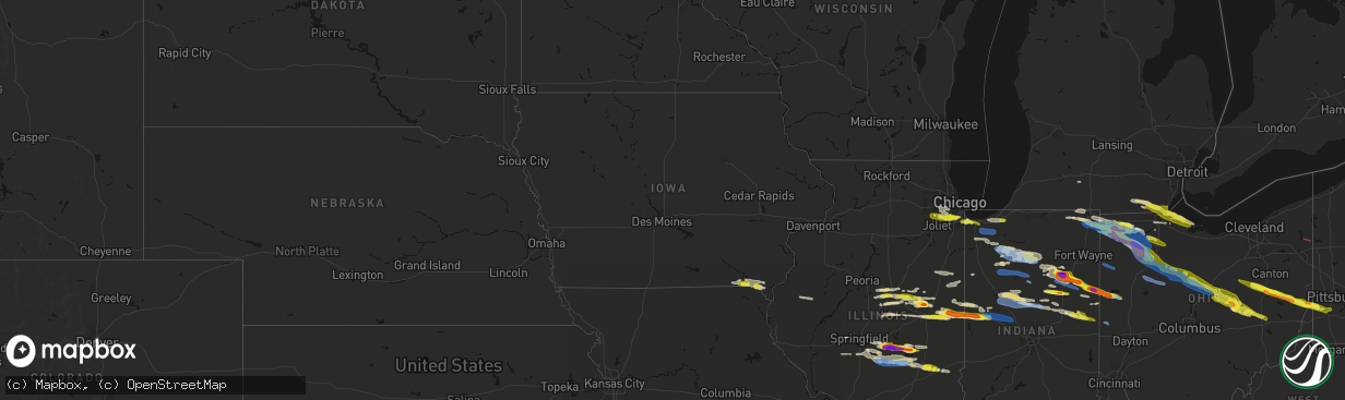 Hail map in Iowa on March 26, 2026