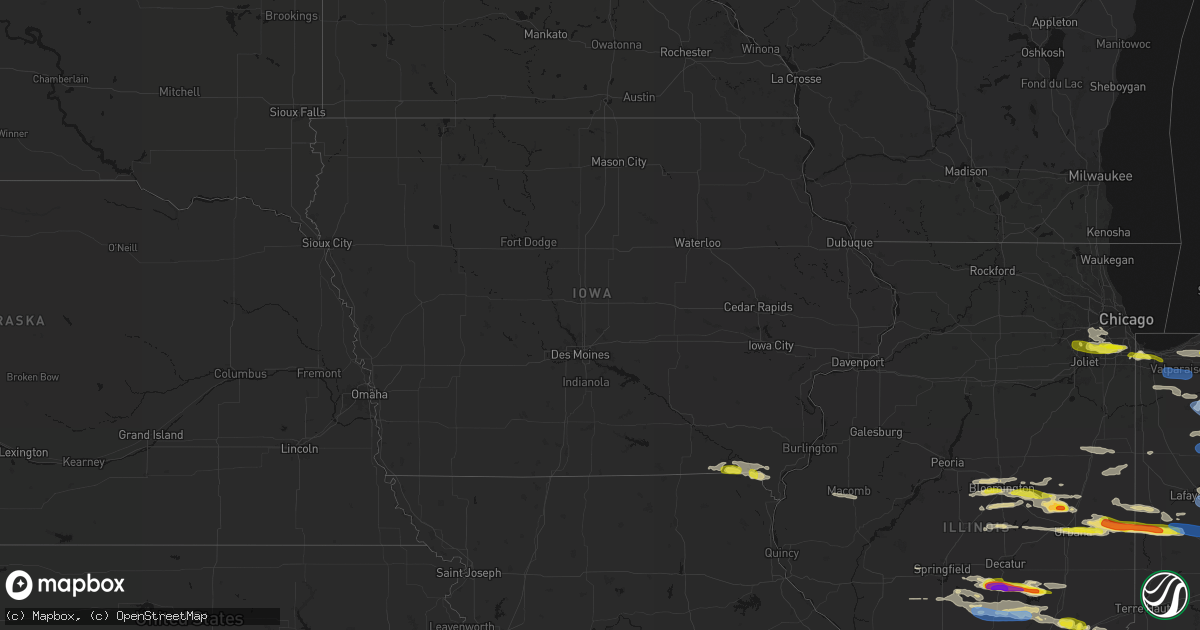 Hail map in Iowa on March 26, 2026