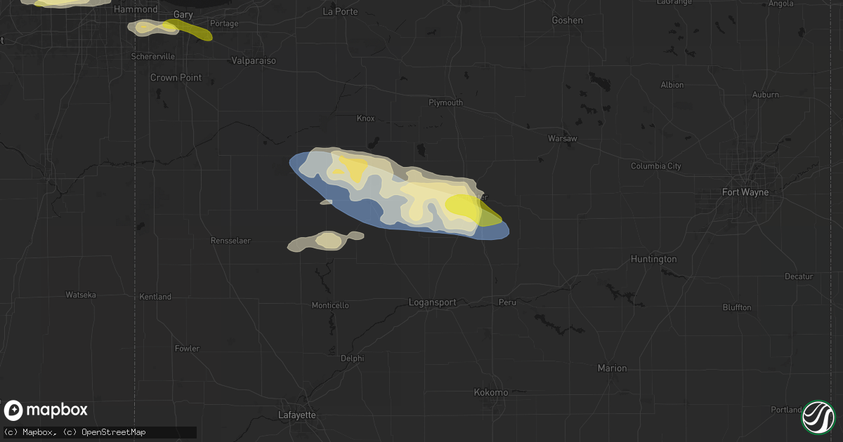 Hail map in Kewanna, IN on March 26, 2026