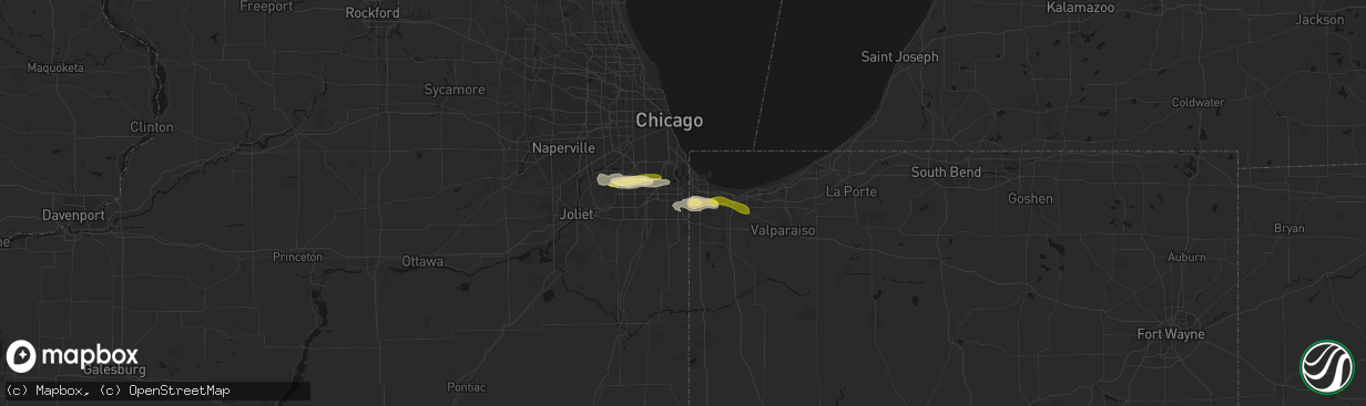 Hail map in Lansing, IL on March 26, 2026