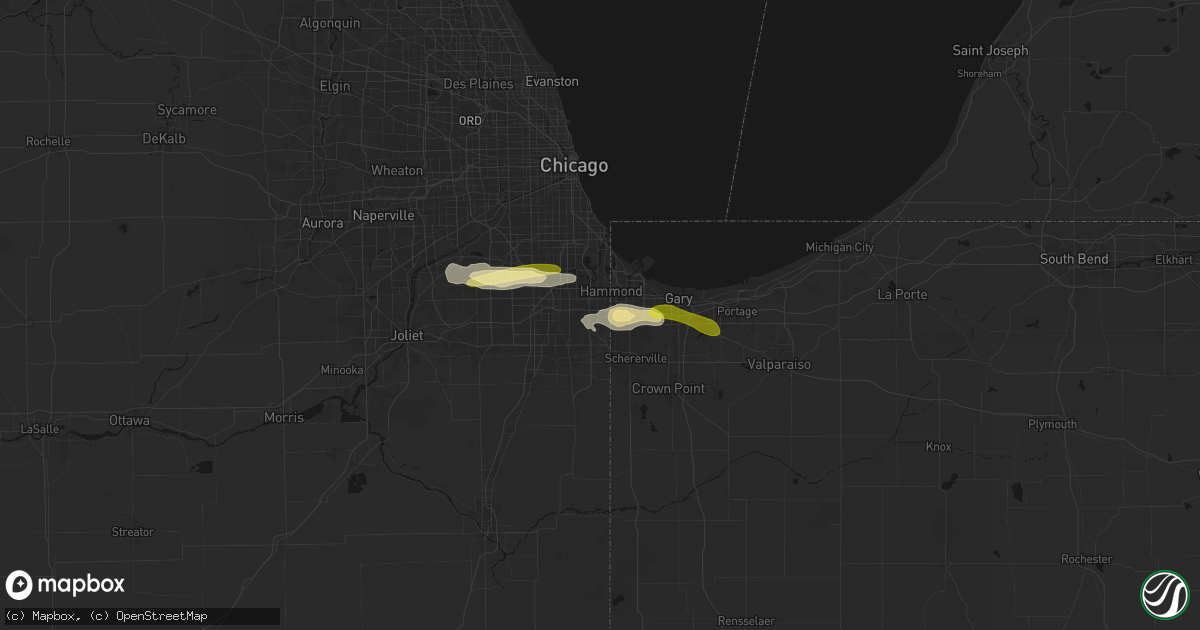 Hail map in Lansing, IL on March 26, 2026