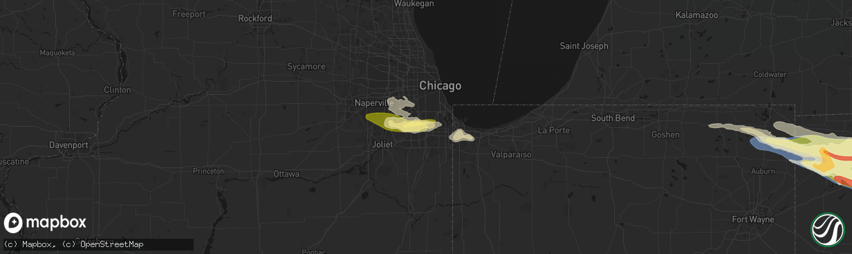Hail map in Midlothian, IL on March 26, 2026