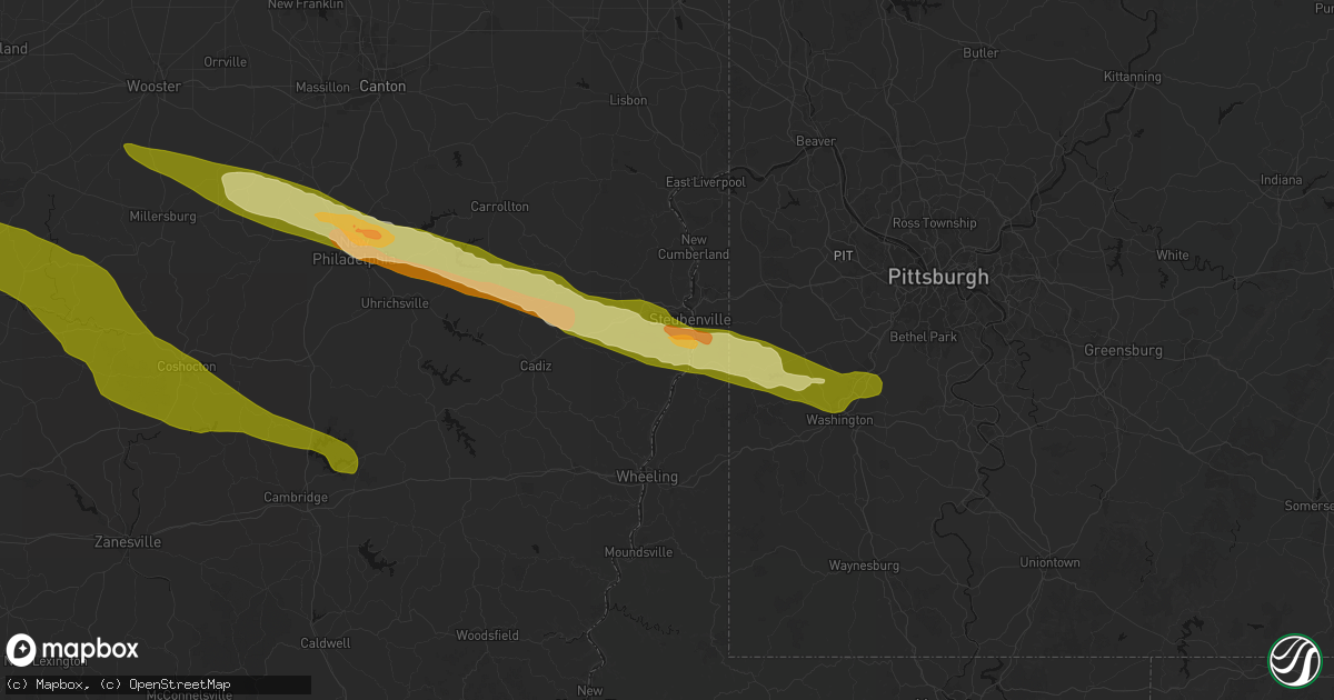 Hail map in Mingo Junction, OH on March 26, 2026