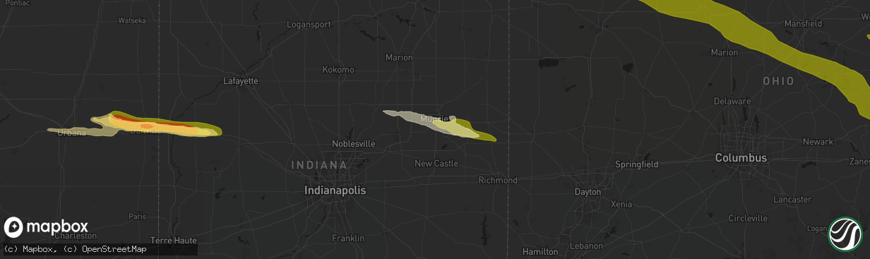 Hail map in Muncie, IN on March 26, 2026
