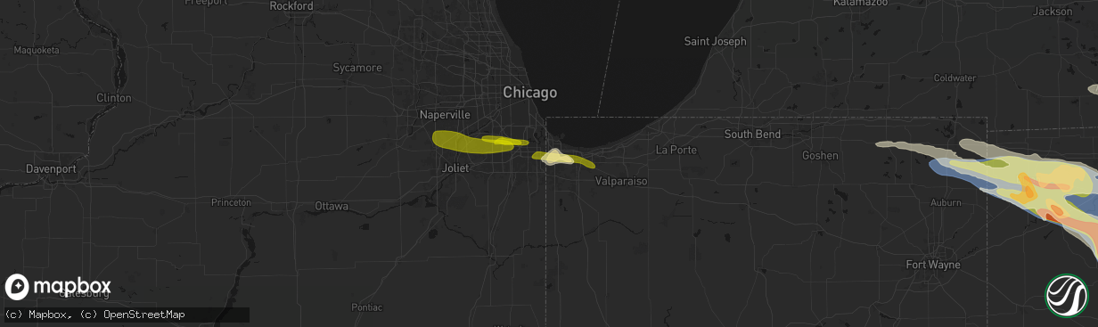 Hail map in Munster, IN on March 26, 2026