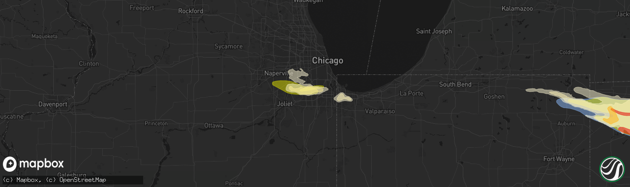 Hail map in Oak Forest, IL on March 26, 2026