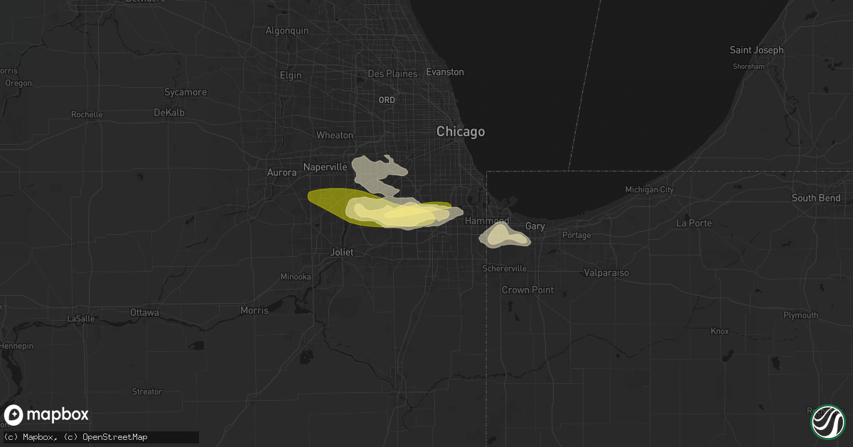 Hail map in Oak Forest, IL on March 26, 2026