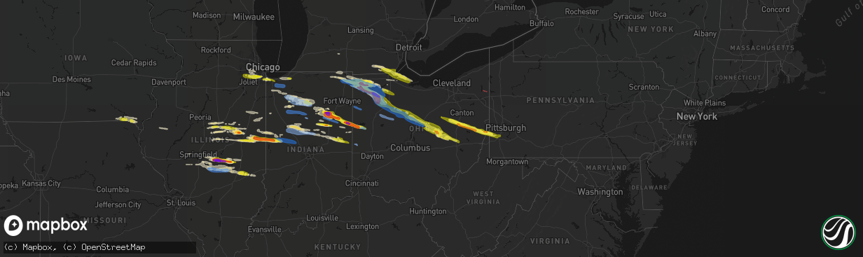 Hail map in Ohio on March 26, 2026