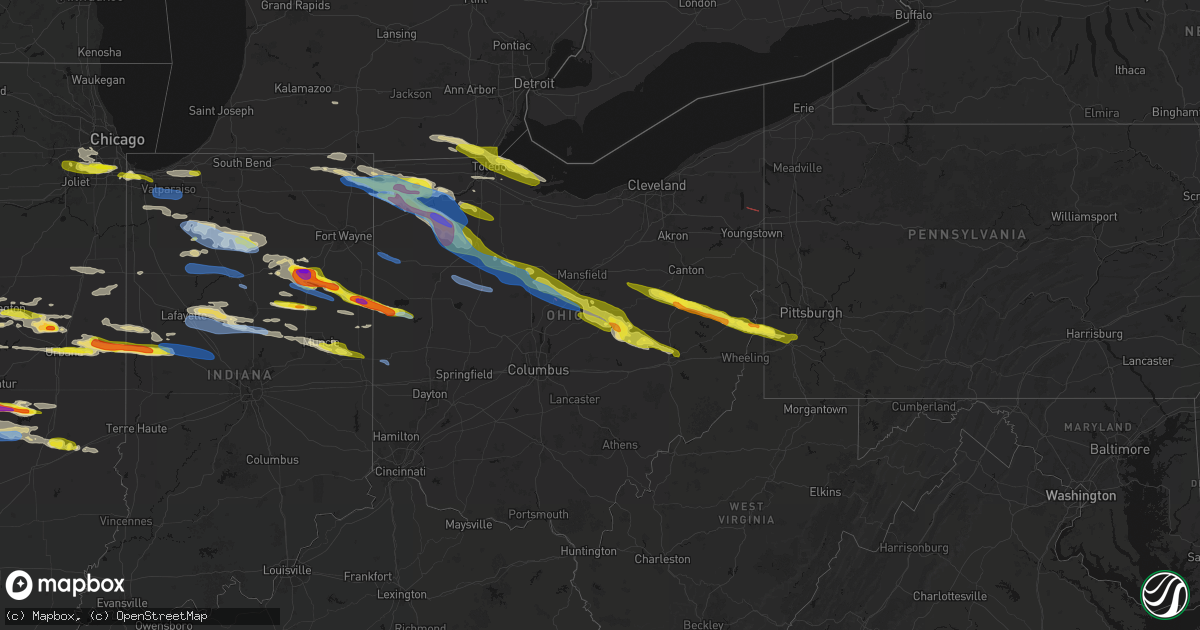 Hail map in Ohio on March 26, 2026