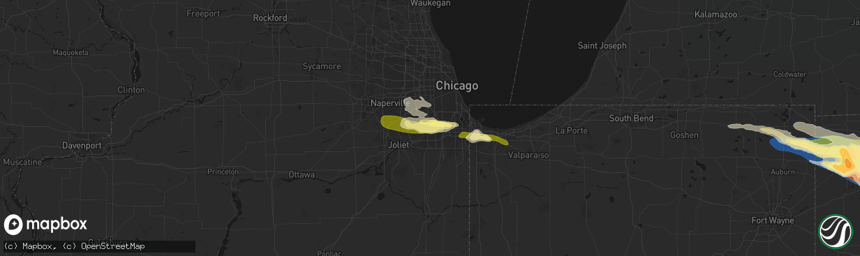 Hail map in Orland Park, IL on March 26, 2026