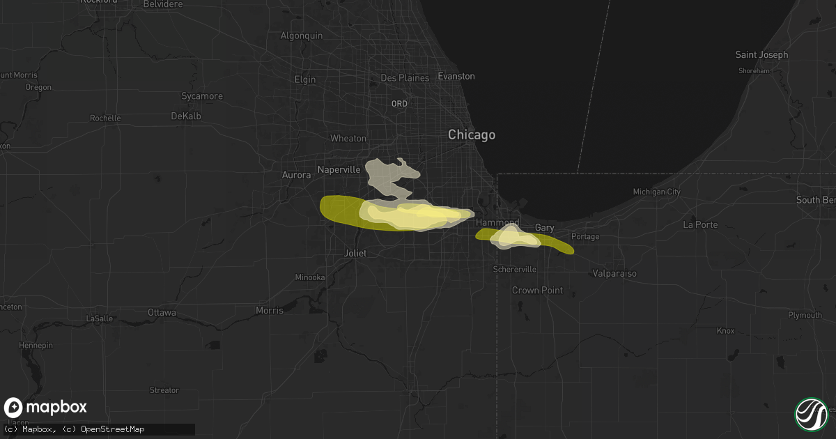 Hail map in Orland Park, IL on March 26, 2026