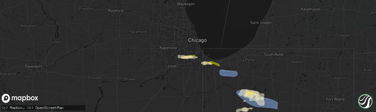Hail map in Palos Heights, IL on March 26, 2026