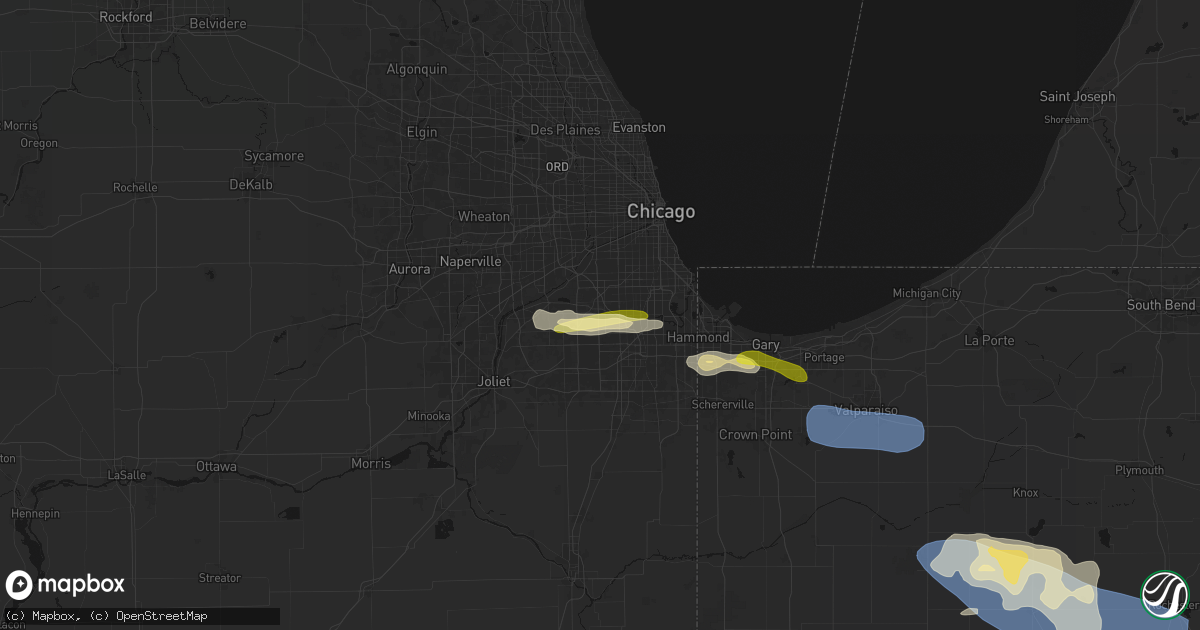 Hail map in Palos Heights, IL on March 26, 2026