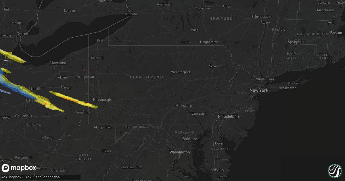 Hail map in Pennsylvania on March 26, 2026