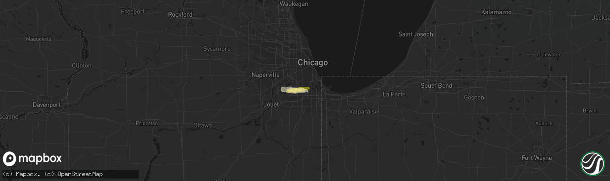 Hail map in Robbins, IL on March 26, 2026