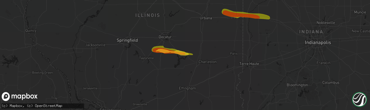 Hail map in Sullivan, IL on March 26, 2026
