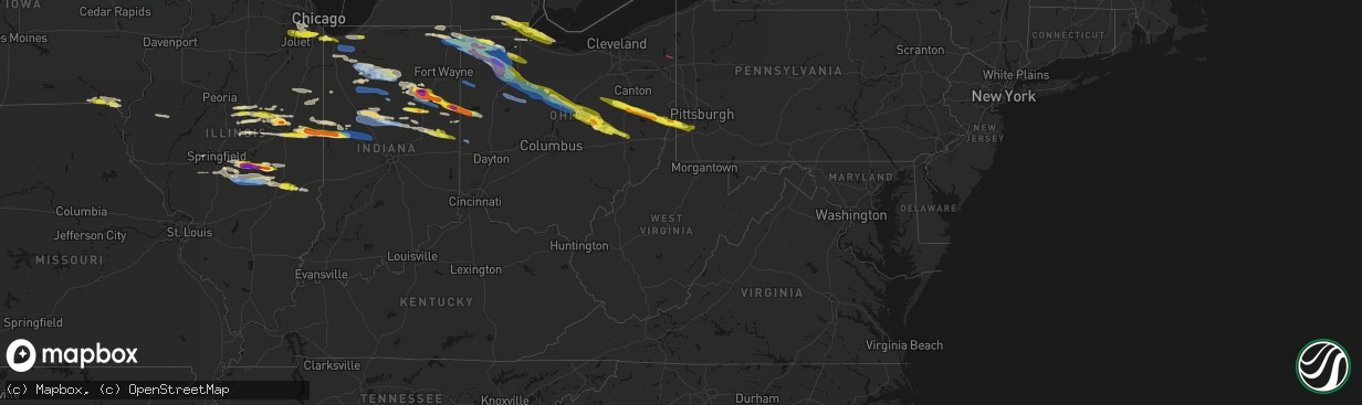 Hail map in West Virginia on March 26, 2026