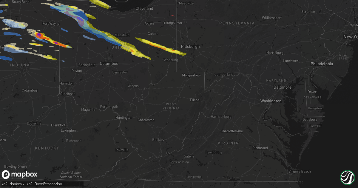 Hail map in West Virginia on March 26, 2026