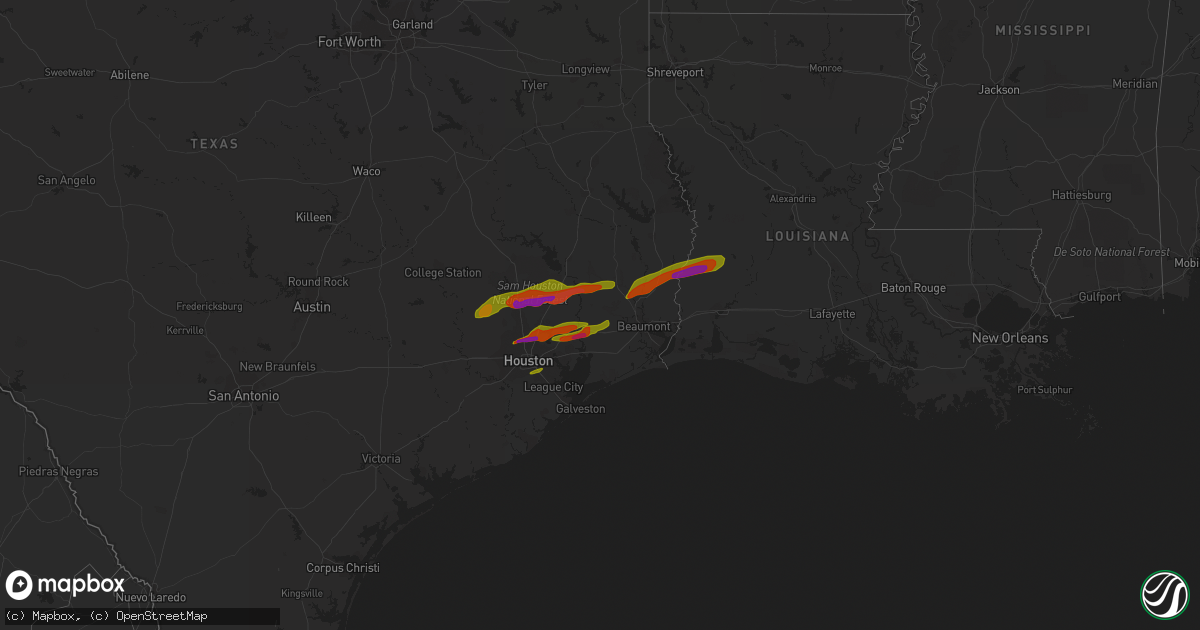 Hail map in Louisiana on March 27, 2009