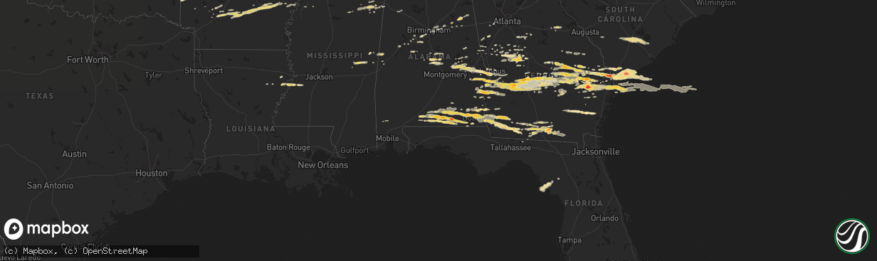 Hail map in Alabama on March 27, 2011